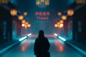 夜晚港口集装箱区的灯光与海面倒影，悬疑题材主推画面