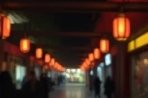 霓虹灯牌密集的城市夜空，飞行器尾迹