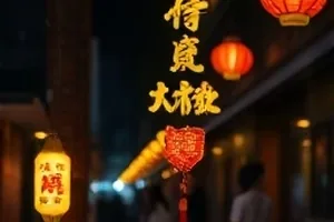服务器机房蓝色指示灯组成的通道