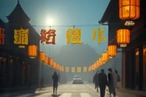 成熟麦田的金色波浪与远处收割机